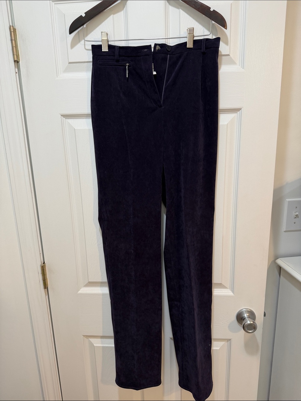Classic Women's Polyester Straight-Leg Pants - deep plum